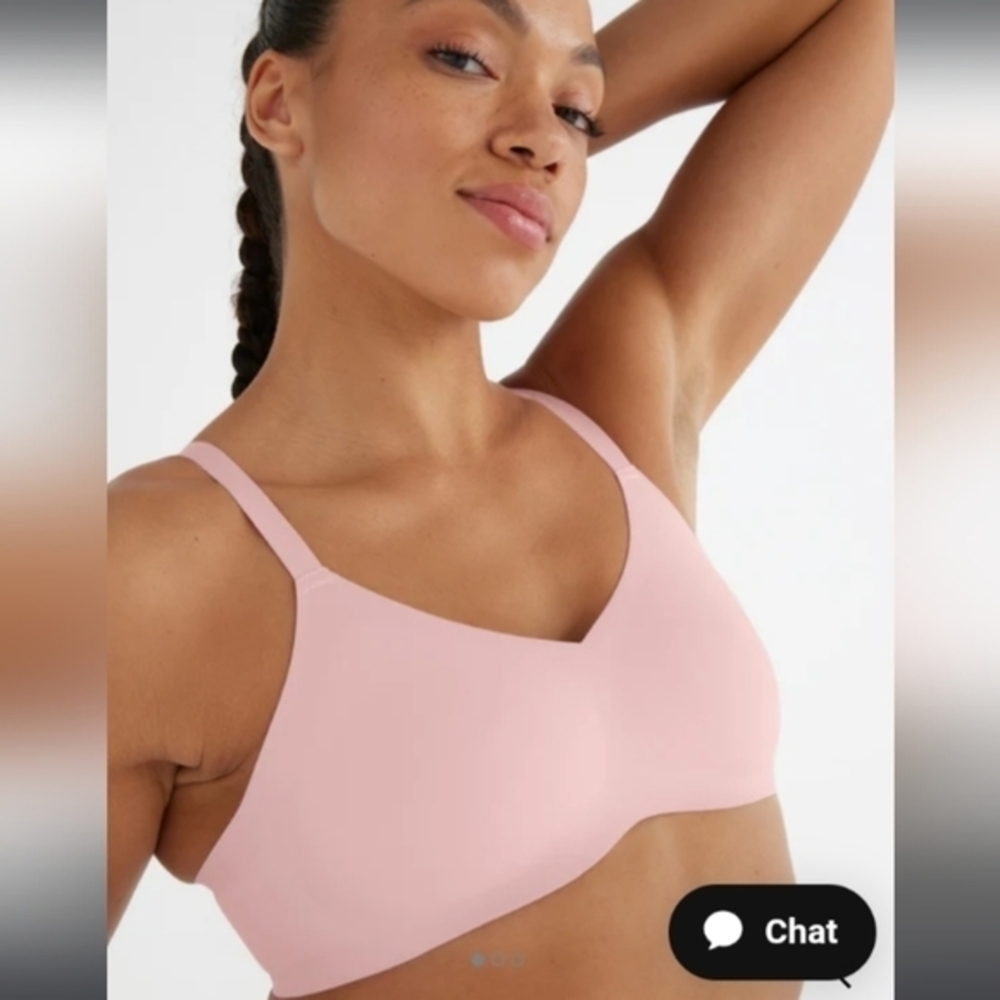 Knix padded V neck bra,2 in 1 thin straps,rose water,size 7
